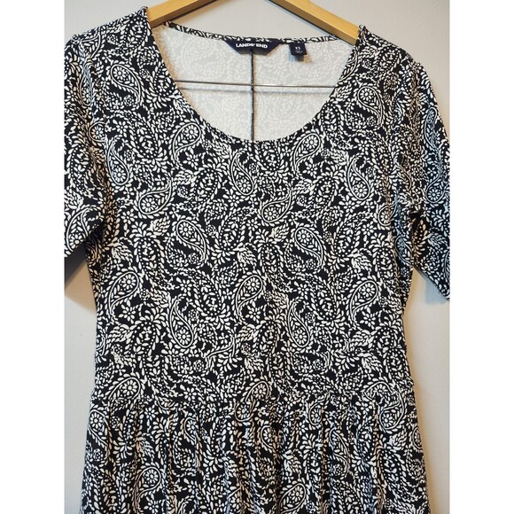 Lands’ End women’s size XS black/white paisley print short sleeve dress - Picture 5 of 5